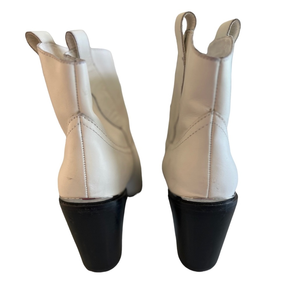SM Zora White Leather Ankle Bootie - Picture 7 of 10